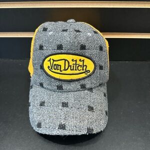 Von Dutch Gray & Yellow Patch Trucker Cap